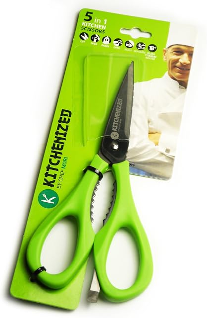 Kitchenized Heavy Duty Kitchen Shears and Multi Purpose Kitchen Scissors by Chef Mori. Multi-Purpose Utility Scissors for Chicken, Poultry, Fish, Meat, Vegetables, Herbs, and BBQs