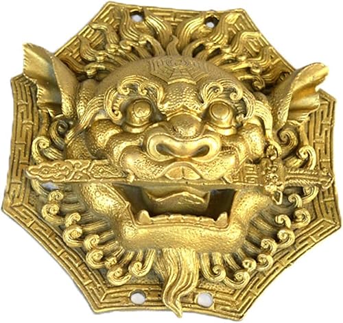 Miniatura 3 de Adornos de escultura de latón para estantes, espejo Feng Shui Bagua, mordeduras de león, adornos de espada, colgante de espejo estereoscópico de
