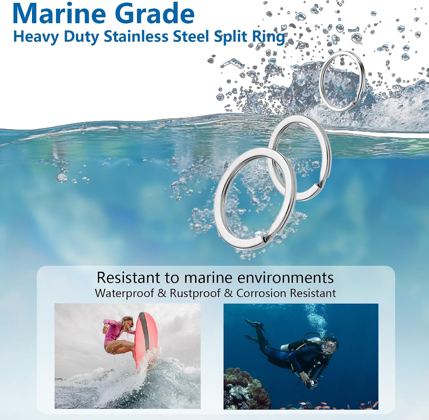 30-Pcs 316 Marine Grade Keychain Split Ring Bulk Keychain Ring 5-Mixed Size image 5