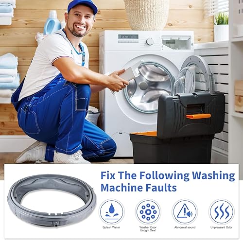 Miniatura 5 de MDS47123601 Junta de puerta de lavadora, compatible con modos seleccionados LG, lavadora Kenmore, sello de puerta de lavadora reemplaza MDS64237201,