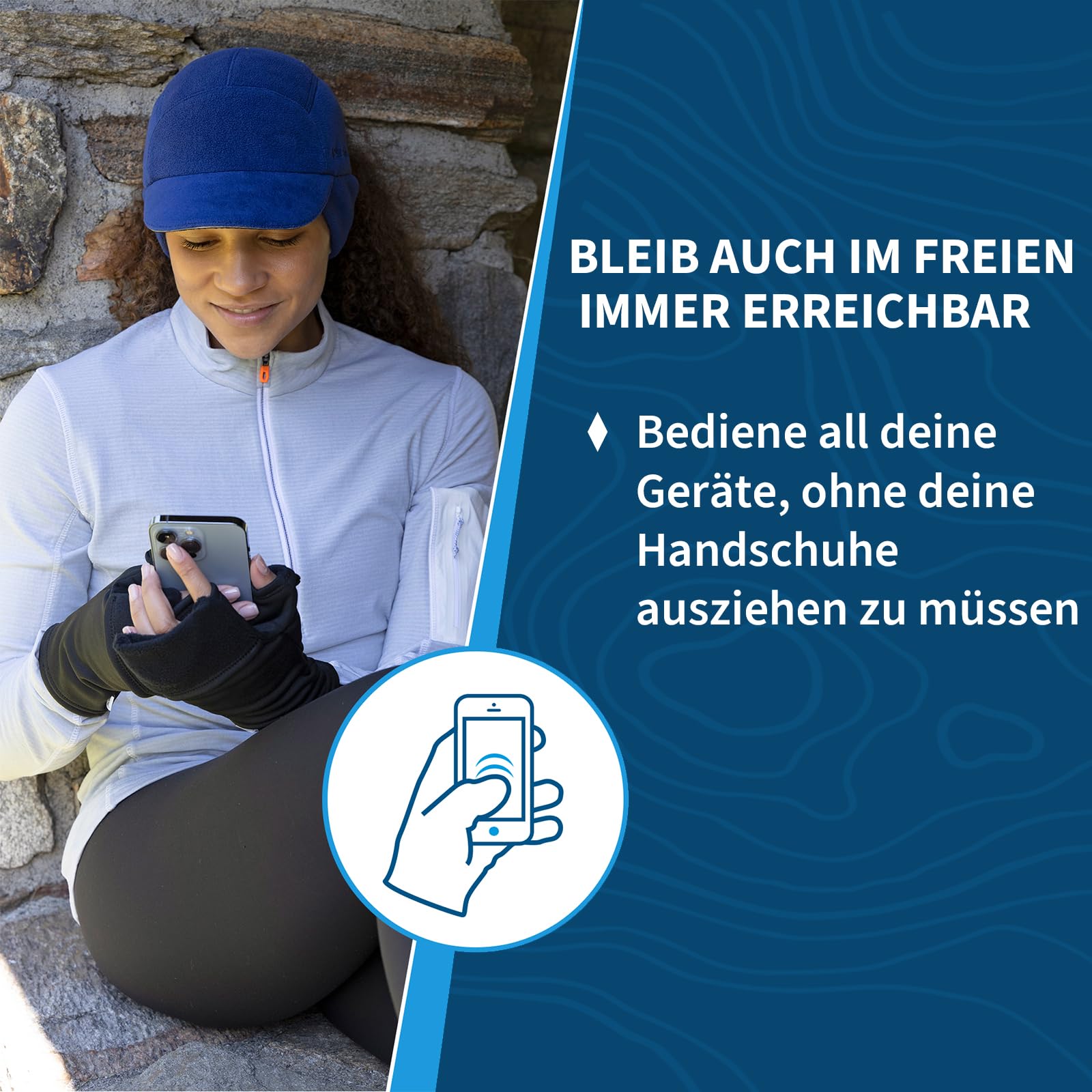 TrailHeads Fingerlose Damen-Fäustlinge – Leichter wandelbarer Laufhandschuh