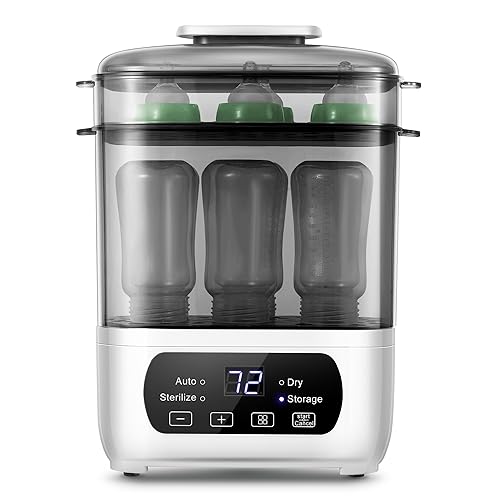 Ste-rilizer y secadora de biberones, Ste-rilizer eléctrico de vapor y secadora para biberones, 4 en 1 botella san-itizer y secadora, ajuste