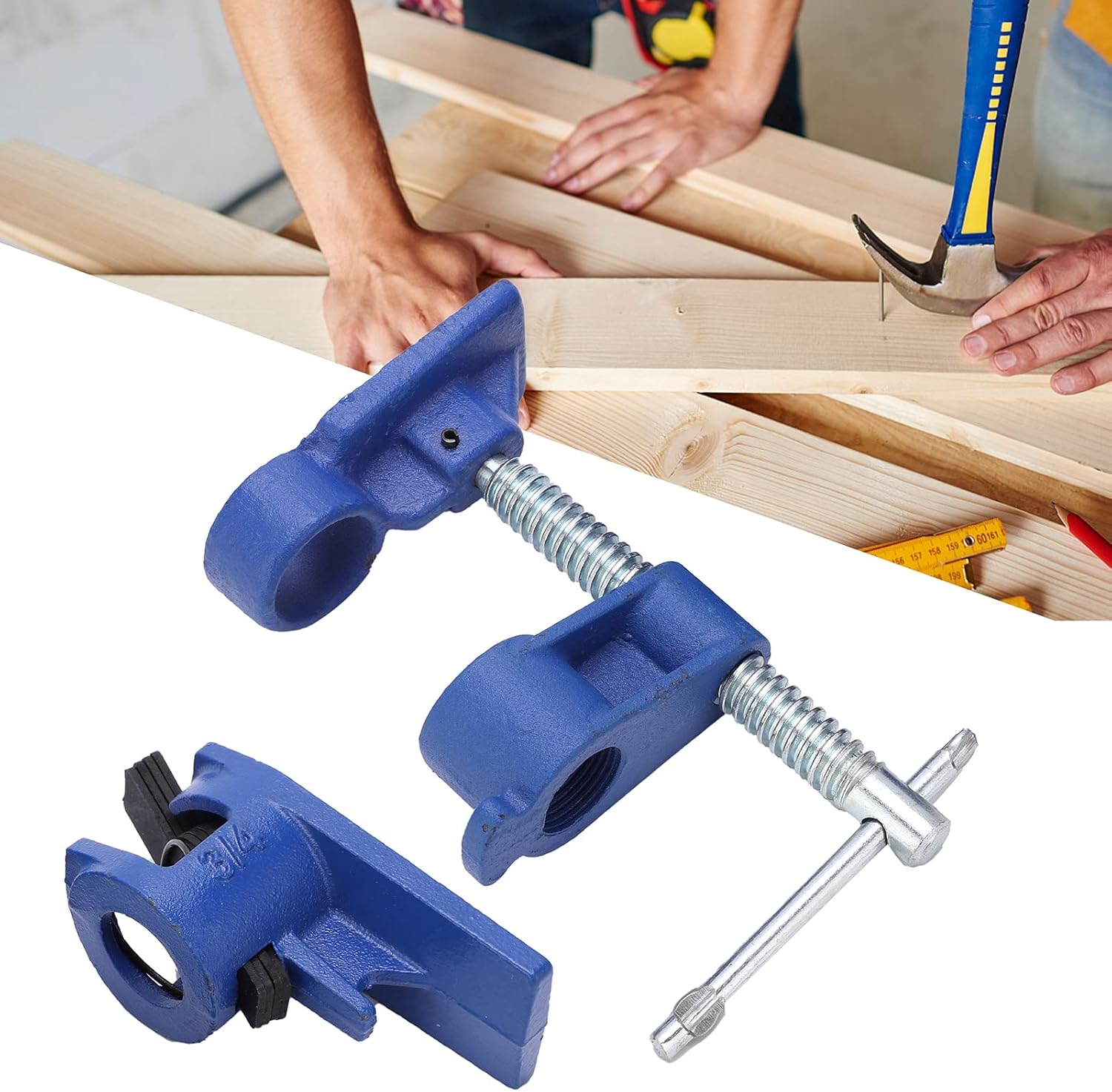 Wood Gluing Pipe Clamp, Malleable Steel Woodworking Vise, Clutch Clamp Set, Quick Release Pipe Clamp, Pipe Clamping Tool for Woodworking