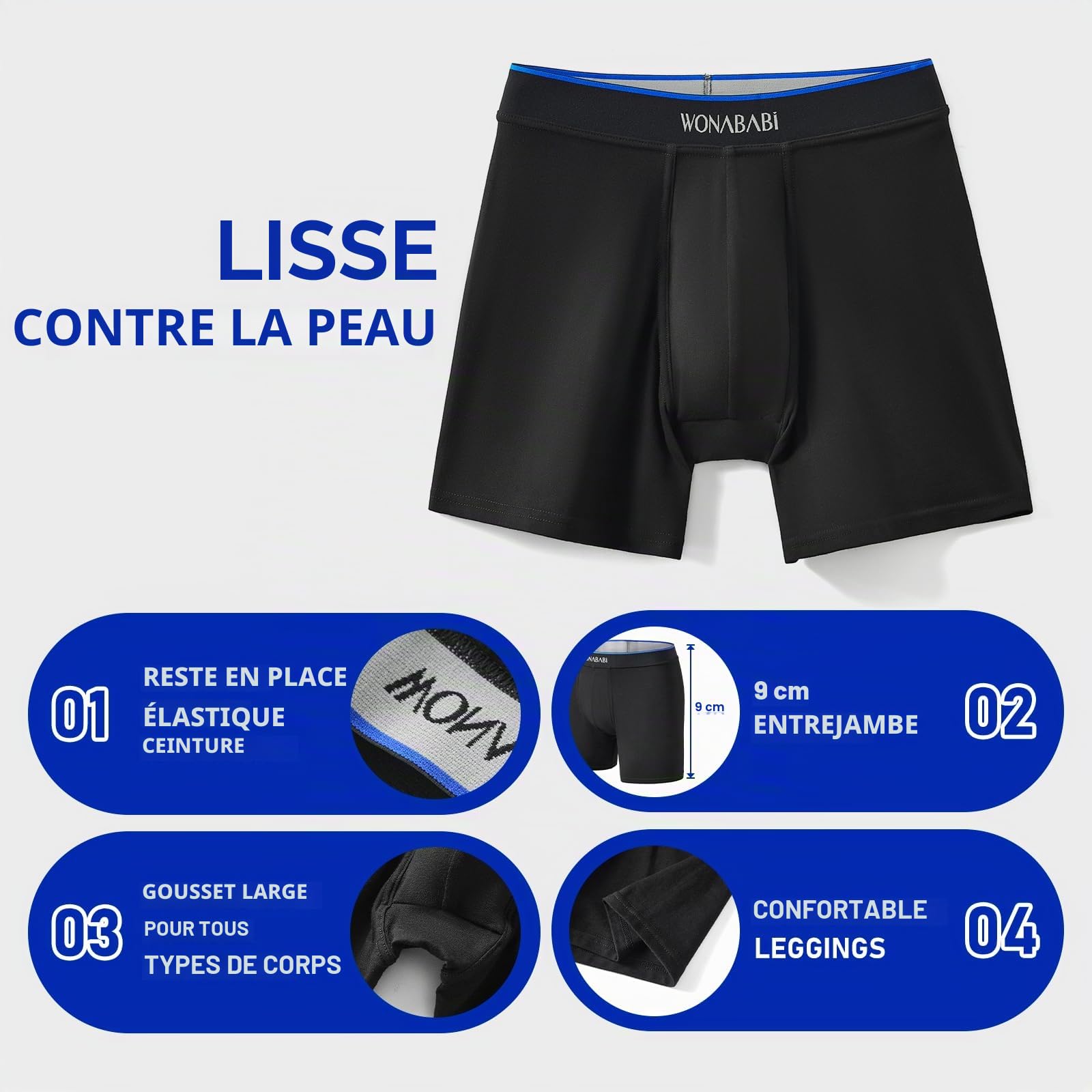 Wonababi Boxer Trans, Short de garçon Extensible Anti-Chafing, Culotte pour Queer, FTM, Cosplay, sans Couture roulante