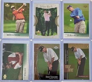 Upper Deck Golf Trading Cards Collection 2000, Victory March Series with Montgomerie, Dimarco, Faldo, Professional Players Stats, Tour Time Leaders