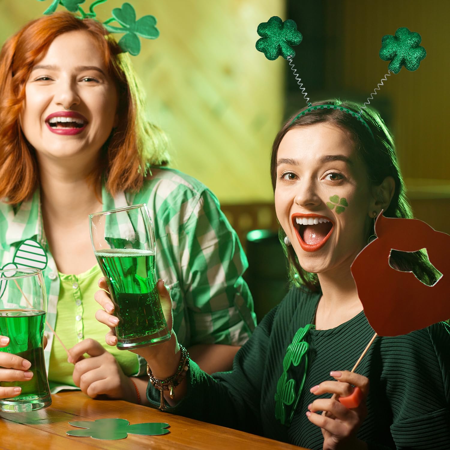RmKbe St. Patricks Day Headband Irish Shamrock Head Bopper St Patricks Clover Hair Hoops St Patrick's Day Accessories Irish Costume Accessories (4) - Image 4