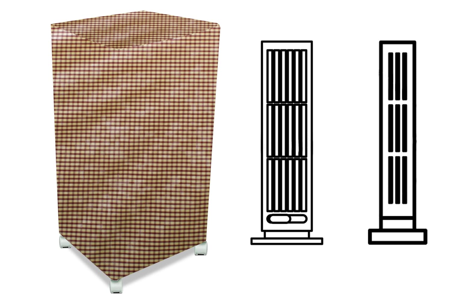 Stylista Cooler Cover Compatible for Havells Alitura 30 Liter Tower Cooler Pin Check Pattern Brown