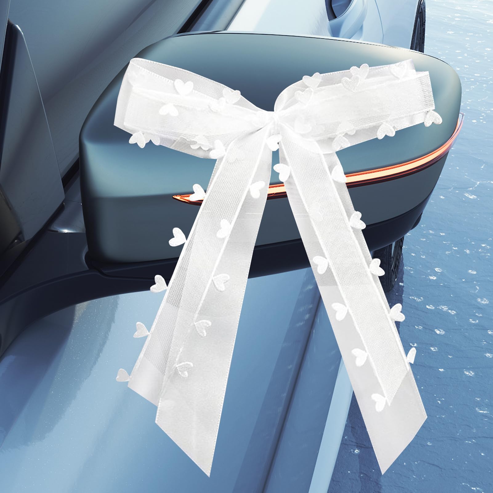 Noeud Voiture Mariage 10 Pièces Ruban Cœur Décoration Capot Portière Rétroviseur