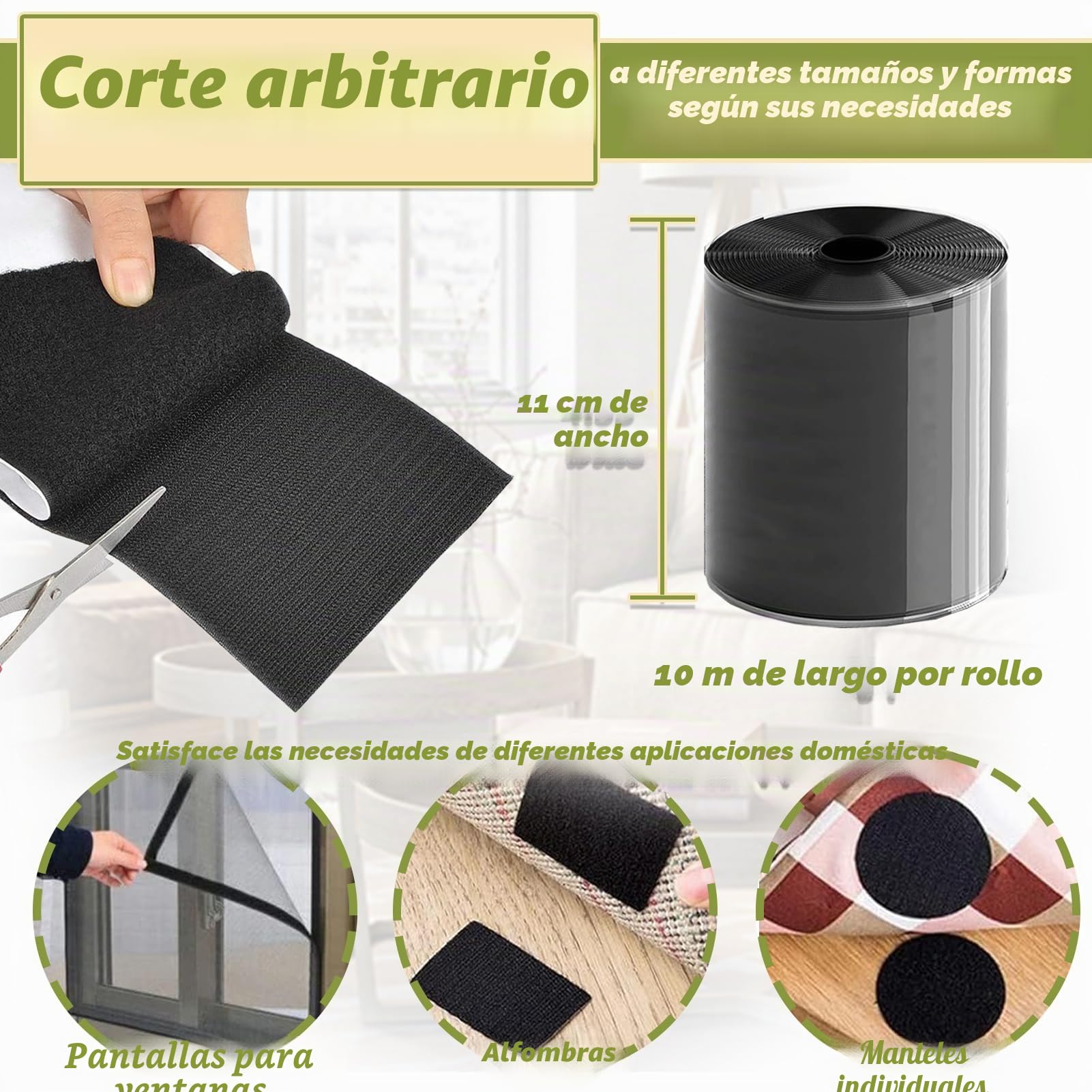 TEUVO Cinta adhesiva antideslizante 11 cm x 10 m para sofá, colchón y muebles, hogar y oficina