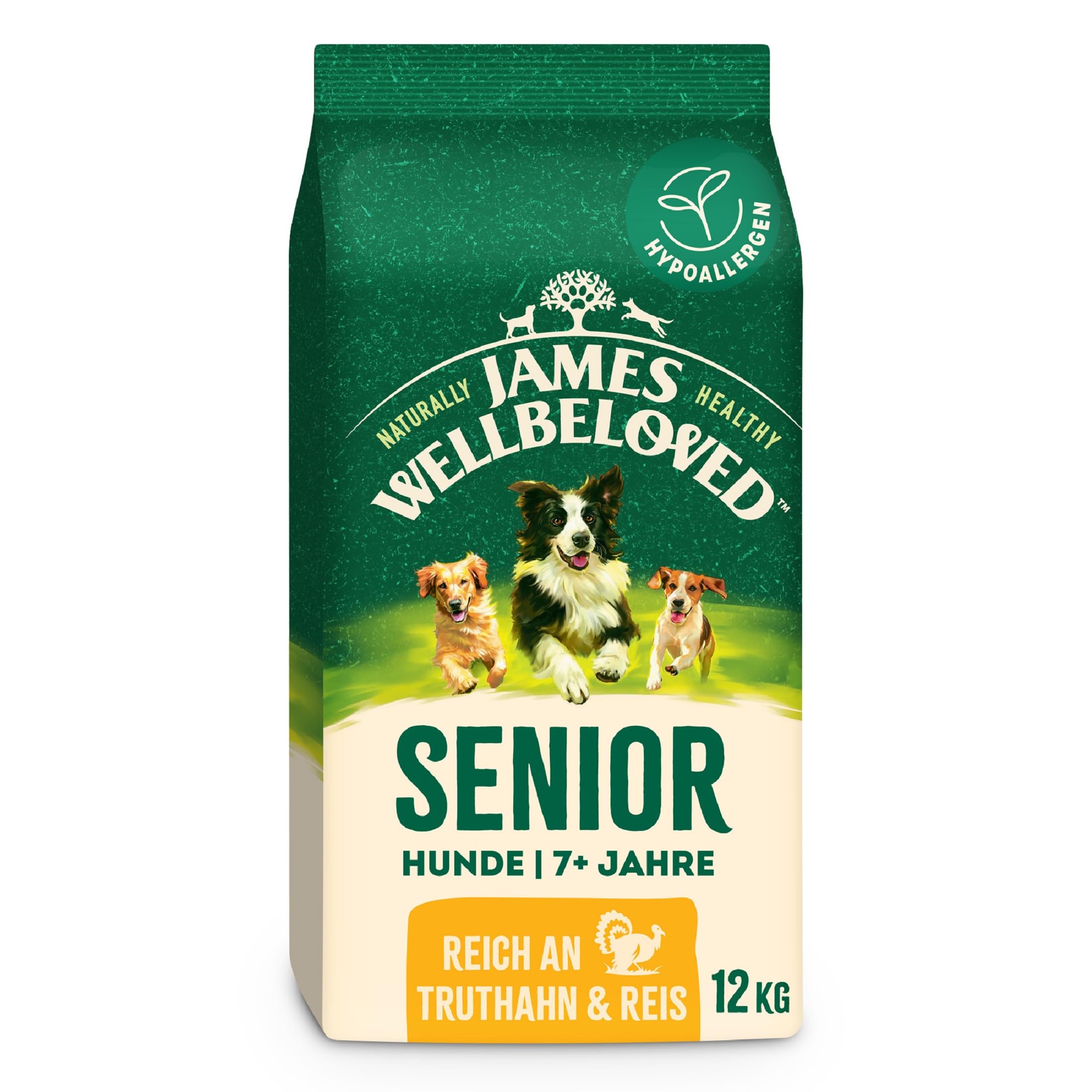 James WELLBELOVED 12kg Hund Senior Trockenfutter Truthahn & Reis