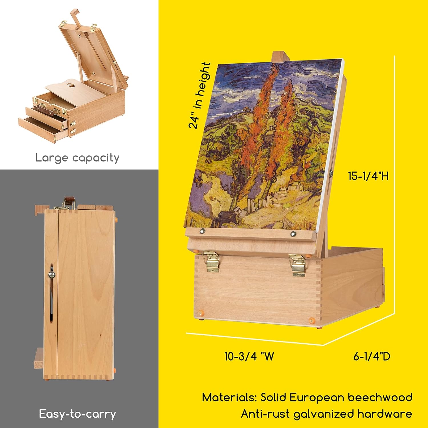 MEEDEN Acrylic Painting Set with Easel: 44 Pcs Art Supplies Painting Kit with Tabletop Box Easel for Adults - 24 Acrylic Paints, Paintbrushes, Canvas, Palettes & Accessories - Image 3