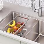 Orgneas Stainless Steel Freezer Baskets for Chest Freezer, Capacity Expandable Deep Freezer Organizer Bins Adjustable From 16.5" to 26.5" Wire Basket Storage with Hanging Handles