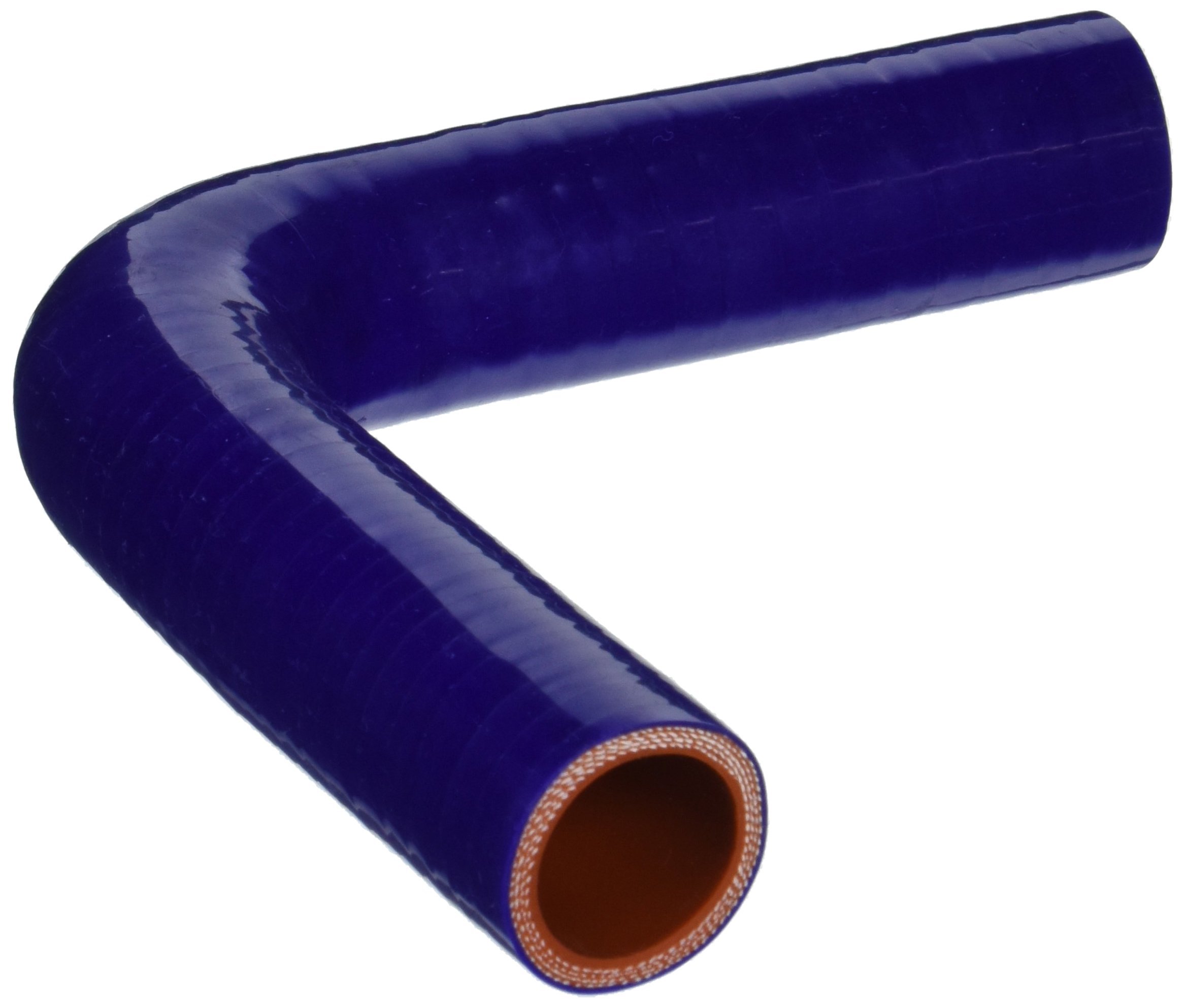 HPS Performance HTSEC90-112-BLUE Silicone High Temperature 4-ply Reinforced 90 degree Elbow Coupler Hose, 75 PSI Maximum Pressure, 4" Leg Length on each side, 1-1/8" ID, Blue