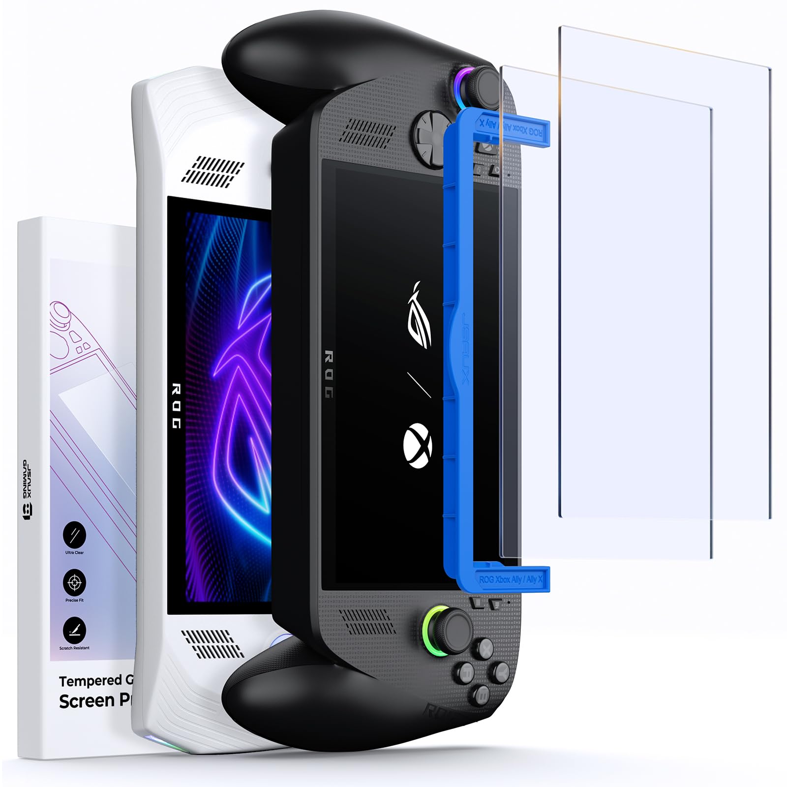 JSAUX ROG Ally Screen Protector, 2 Pack Anti-Glare 9H Hardness Tempered Glass Screen Protector with Guide Frame, 7 Inch Anti-Scratch Screen Protector for ASUS ROG Ally / ASUS ROG Ally X 2024