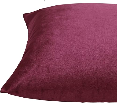 Miniatura 6 de GIGIZAZA - Fundas de almohada decorativas para sofá, juego de 2 fundas de almohada de terciopelo color rojo vino, de 24 x 24 pulgadas
