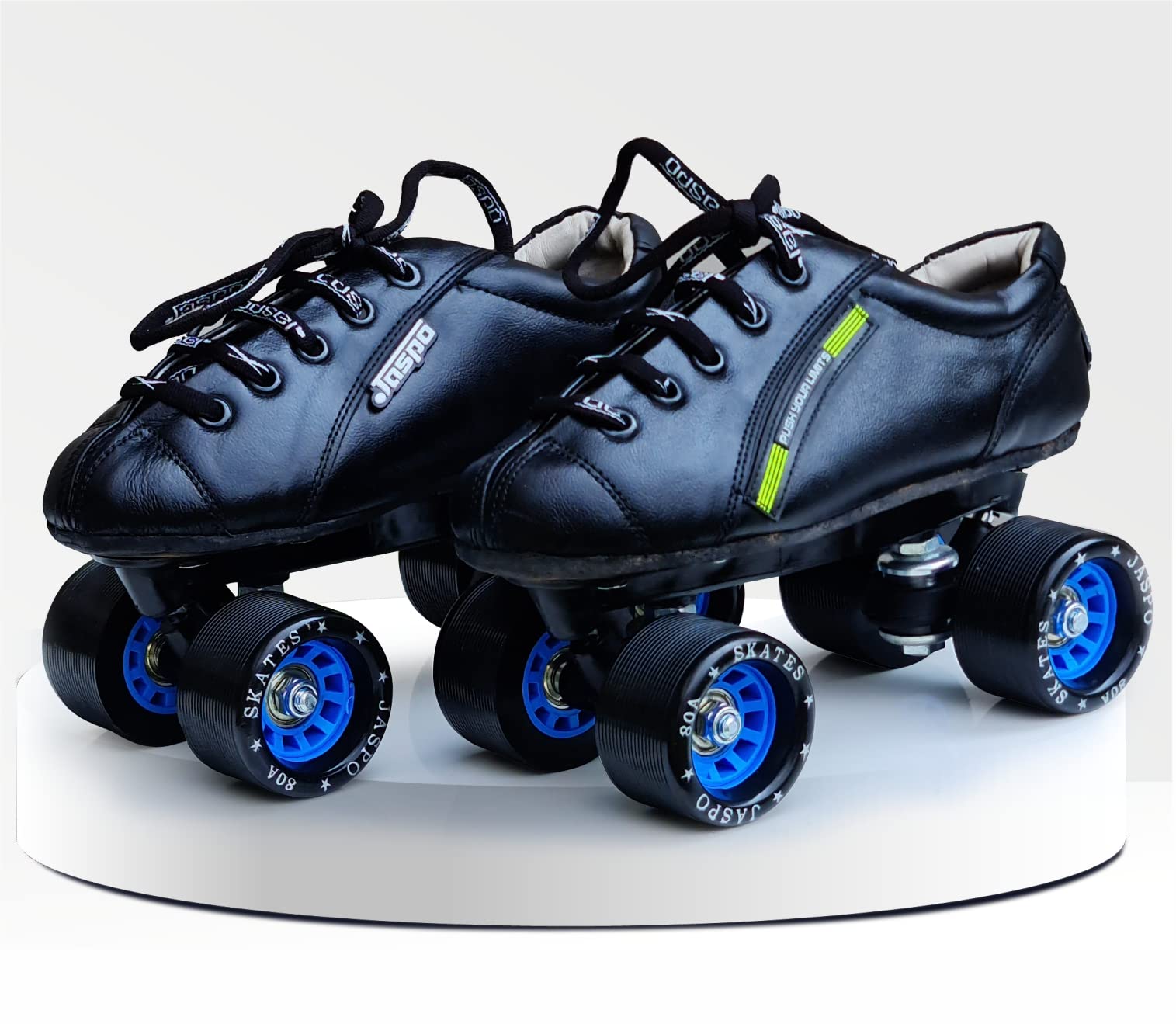 jaspo Unisex Sprint Pro 10 Quad Shoes Fixed Body Roller Skates Approximate For Beginners&Intermediates For Practice&Training Purpose For (All Age Group)(6 Uk(Foot Length 26 Cms), Blue), Outdoor Wheel 2