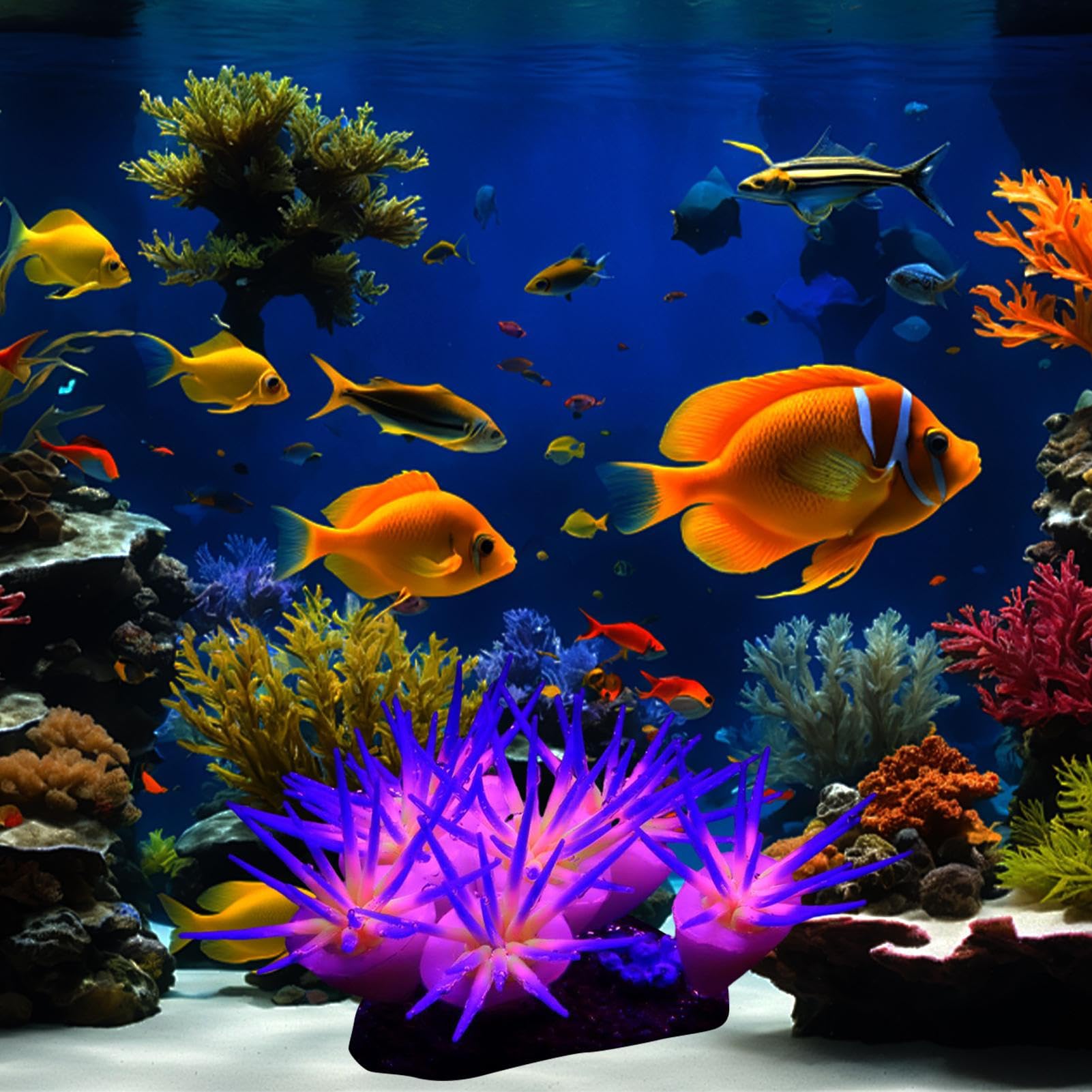 Générique Fish Tank Glowing Coral Ornaments, Silicone Soft Coral Decorations, 3.94x2.36in Artificial Luminous Aquarium Plants, Tank Decor, Suitable for Freshwater