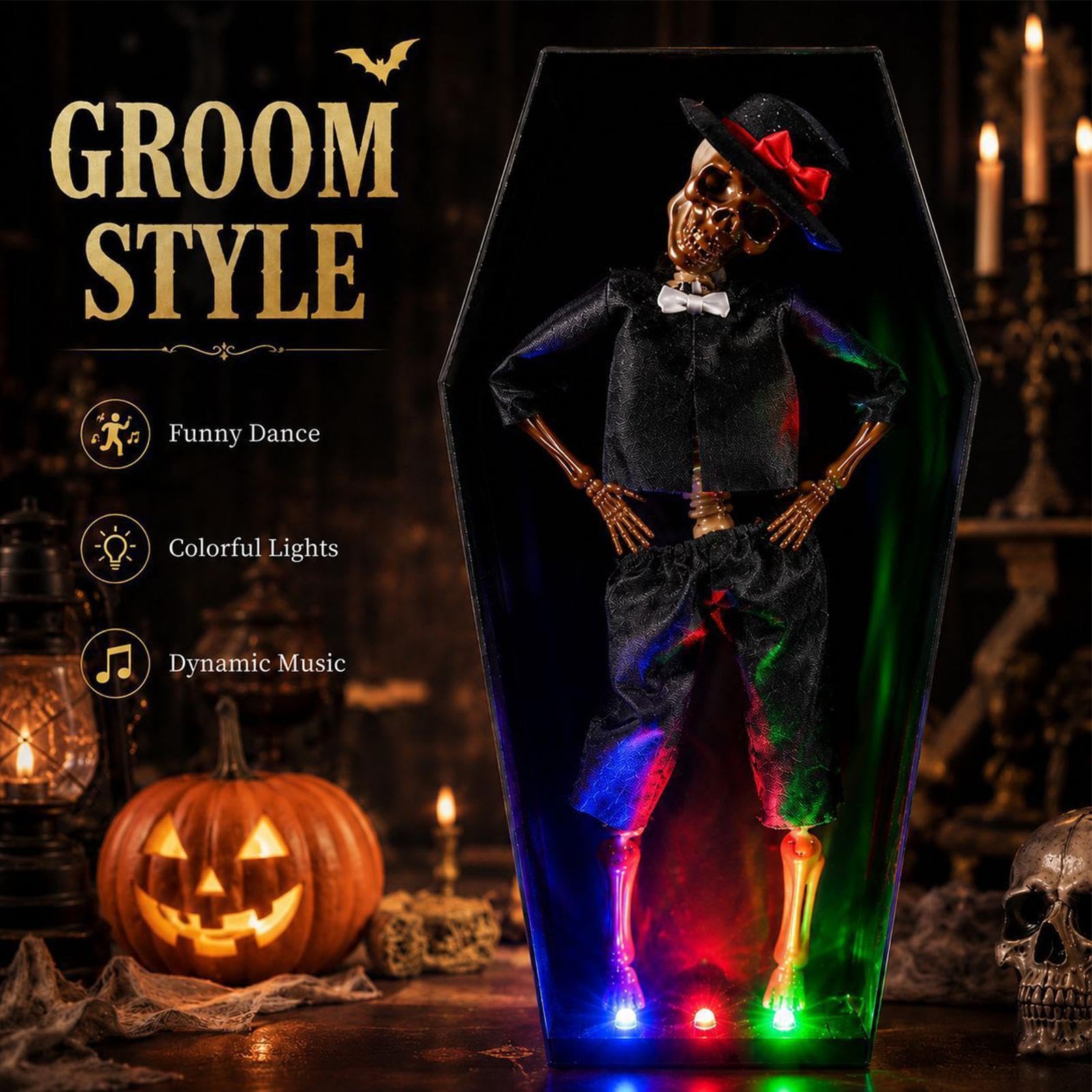 Ataúd Con Esqueleto De Halloween Musical Horripilante Con Luces
