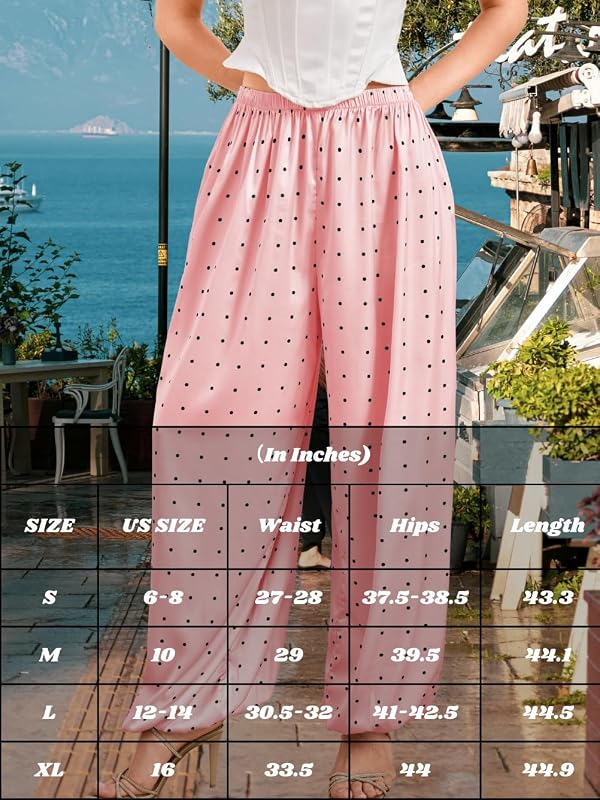 EHSUYAB Women Polka Dot Satin Balloon Pants Silky Harem Light Pink Small by EHSUYAB - Used condition - Image 6