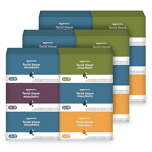 Amazon Basics Facial Tissue, 2-Ply, Soft and Strong, 2880 Count