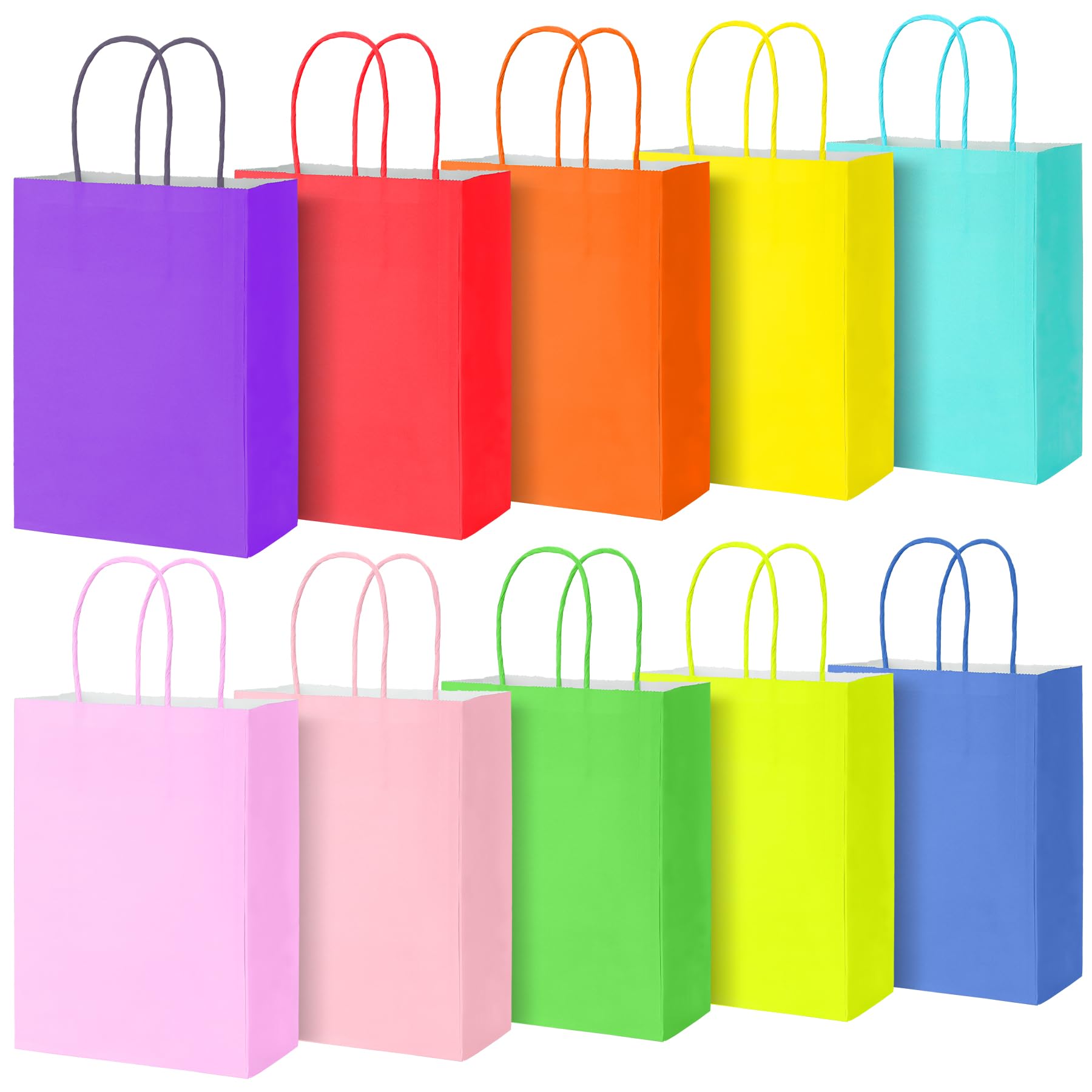 30 Pcs Paper Party Bags 10 Colors Gift Bag with Handles, Party Present Bags Thick Kraft Bag for Kids, Present, Candy, Cookie, Celebrations, Baby Shower, Birthday(21 x 15 x 8 cm) โ image 1