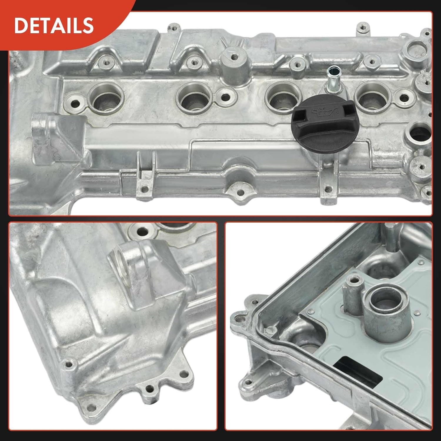 A-Premium Upgraded Aluminum Engine Valve Cover with Valve Cover Gasket and Oil Filler Cap Compatible with Nissan Versa 2012-2019, Versa Note 2014-2019