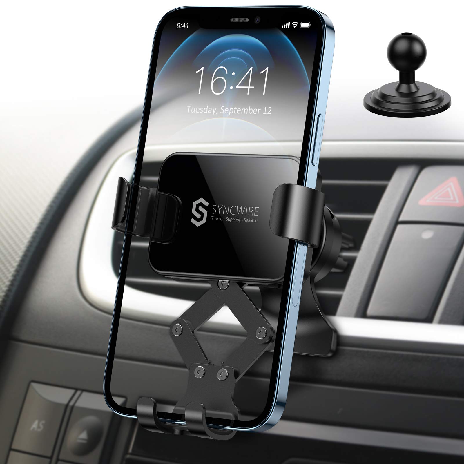 Syncwire Car Phone Holder, Air Vent Mount, Anti-shake Dashmount for iPhone 12/11 Pro Max, 11 XS Max XR X 8 7 6s and Smartphone under 6.7"