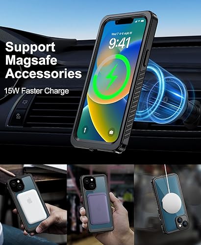 Miniatura 3 de Beeasy Funda impermeable para iPhone 13 compatible con Magsafe IP68 de grado militar bajo el agua, a prueba de golpes, a prueba de polvo, resistente