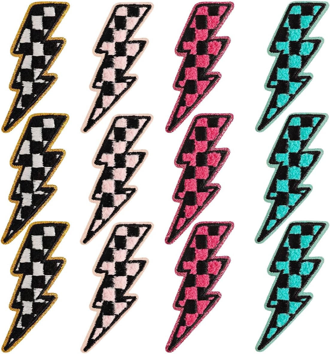 Amazon.com: TACVEL 12 PCS Checkered Lightning Patches Lightning Bolt ...
