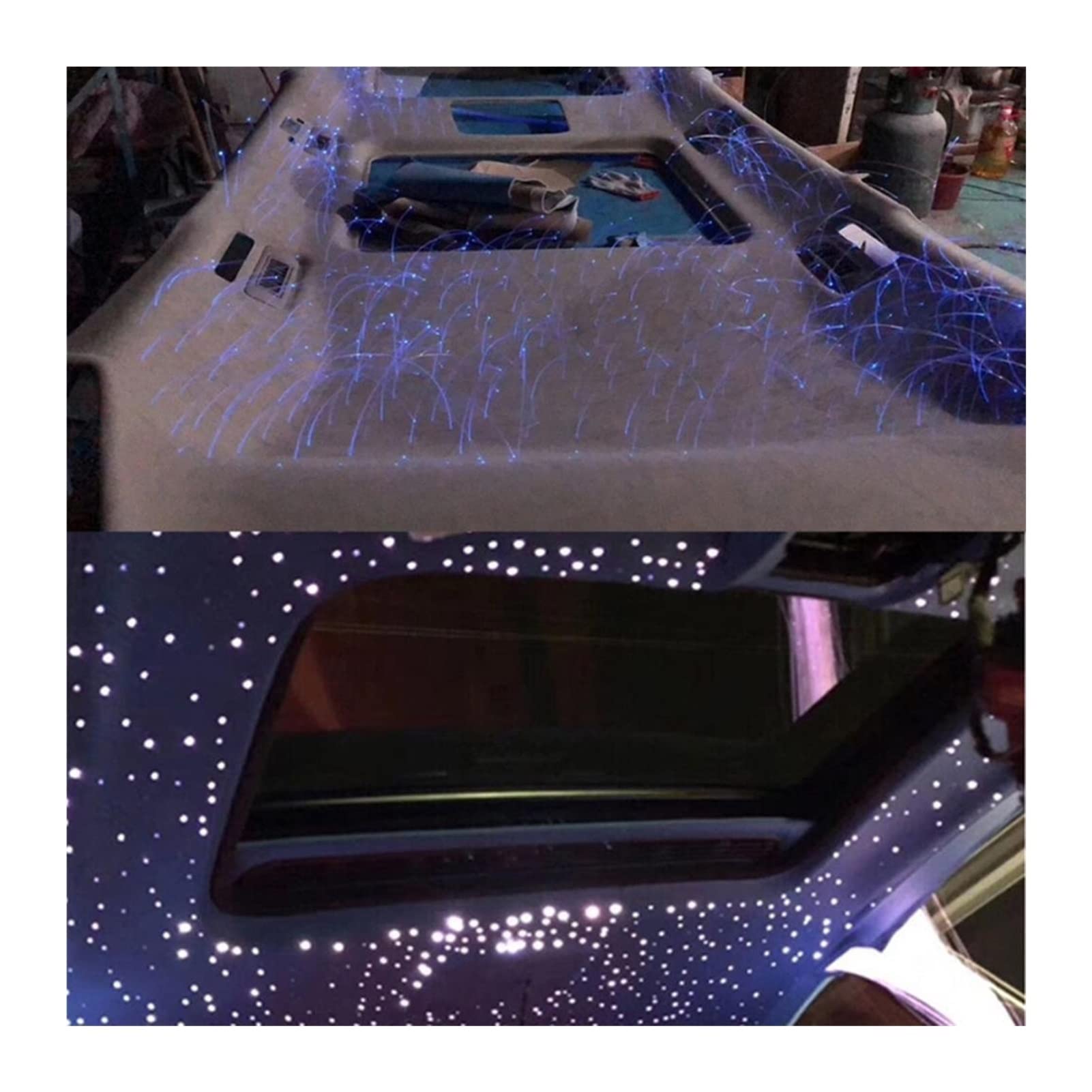 RGB LED Fibra óptica Luz de Coche Techo Star Lights Aire Rf estrella control remoto DIRIGIÓ techo fibra,Ambiente Romántico(200PCS 0.75X2M)