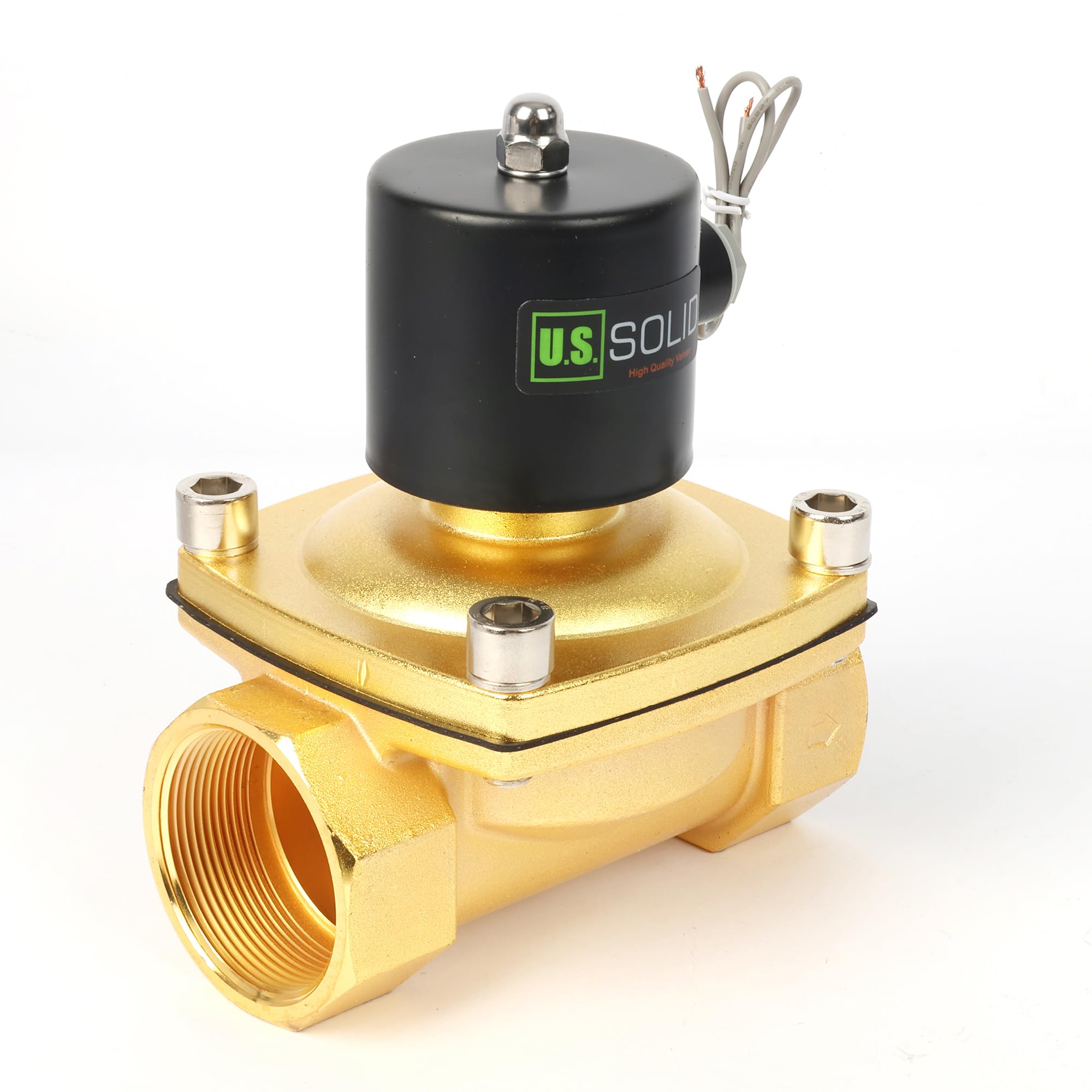 U.S. Solid Válvula solenoide – Válvula de agua eléctrica de aleación de zinc de 24 V CC de 2 pulgadas, sello NBR