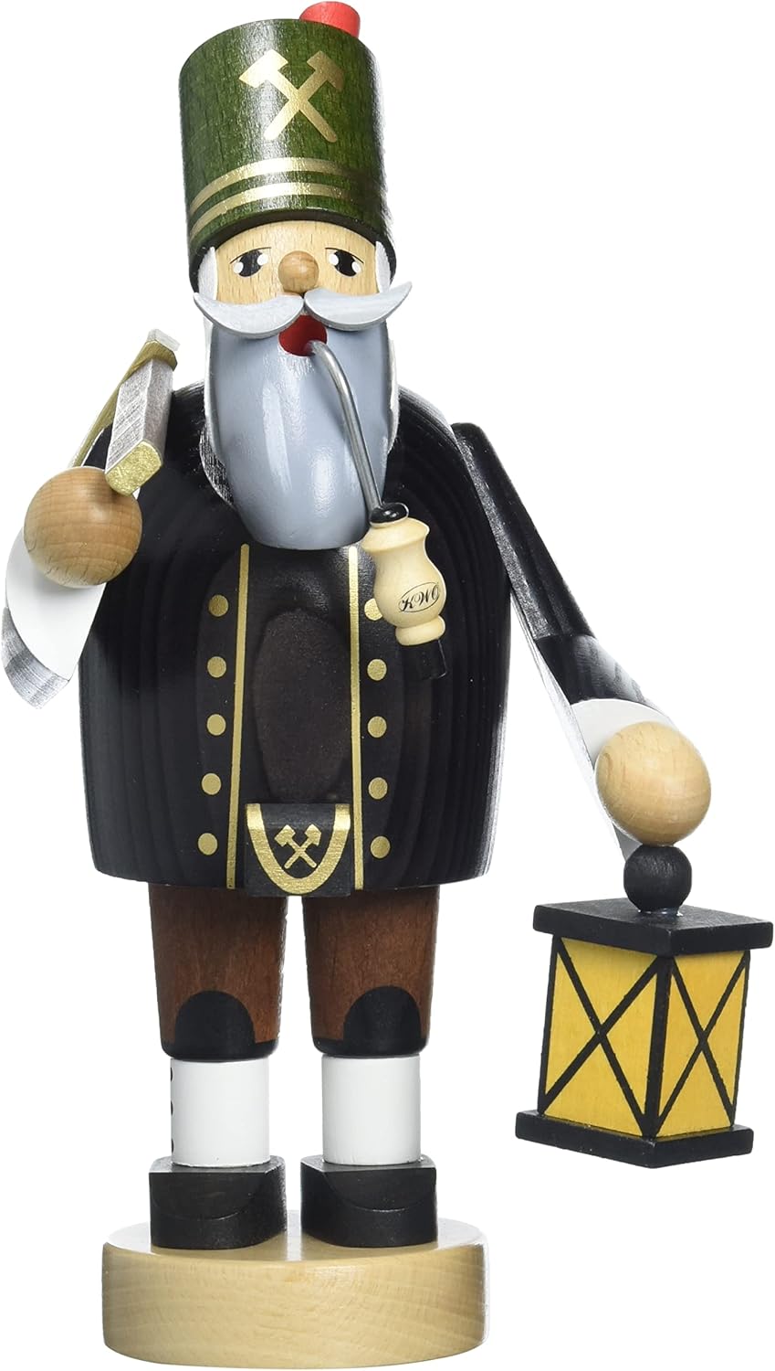 KWO Miner Smoking Men Incense Holder, Axe and Latern, 20 cm, Wood, Multicolour, One Size
