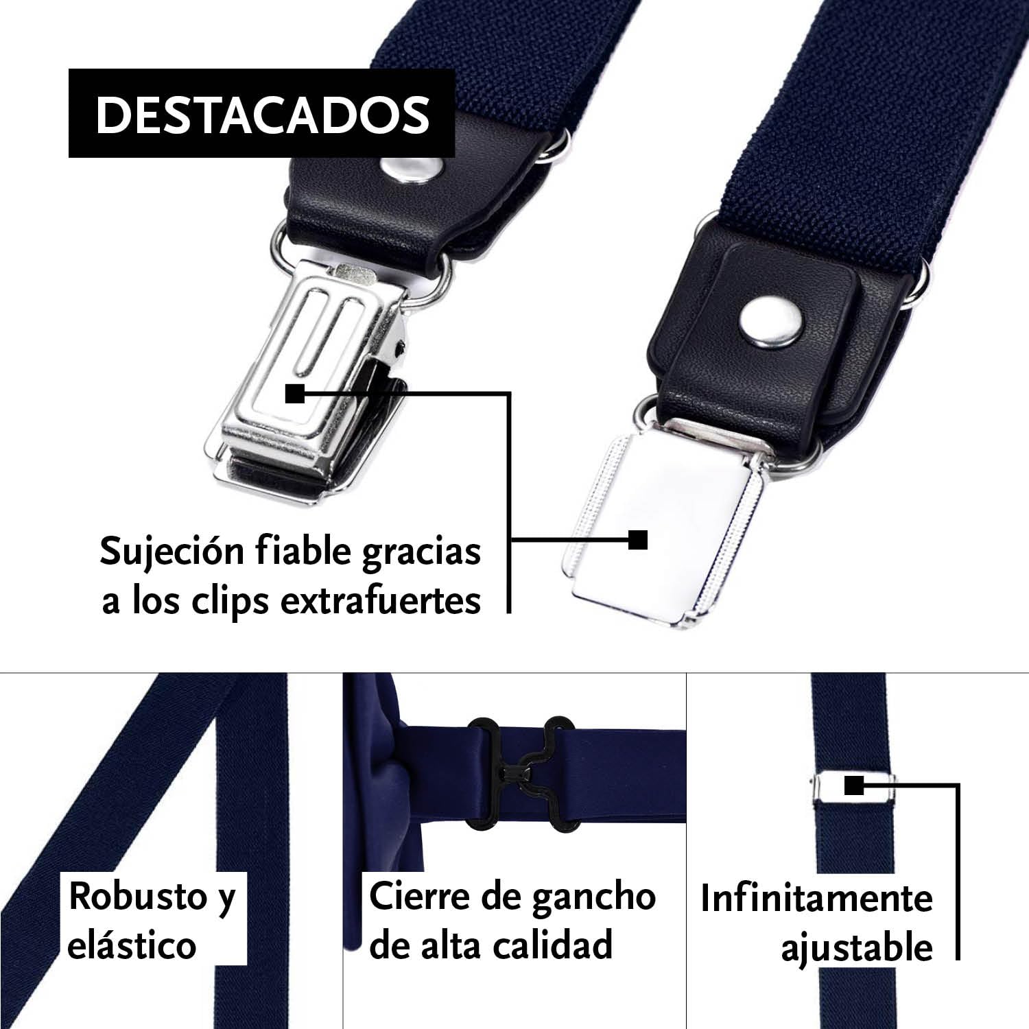 DonDon Set de tirantes y pajarita para hombre, forma de Y, ancho 3,5 cm, hecho a mano - Elegante accesorio para boda, fiesta, smoking