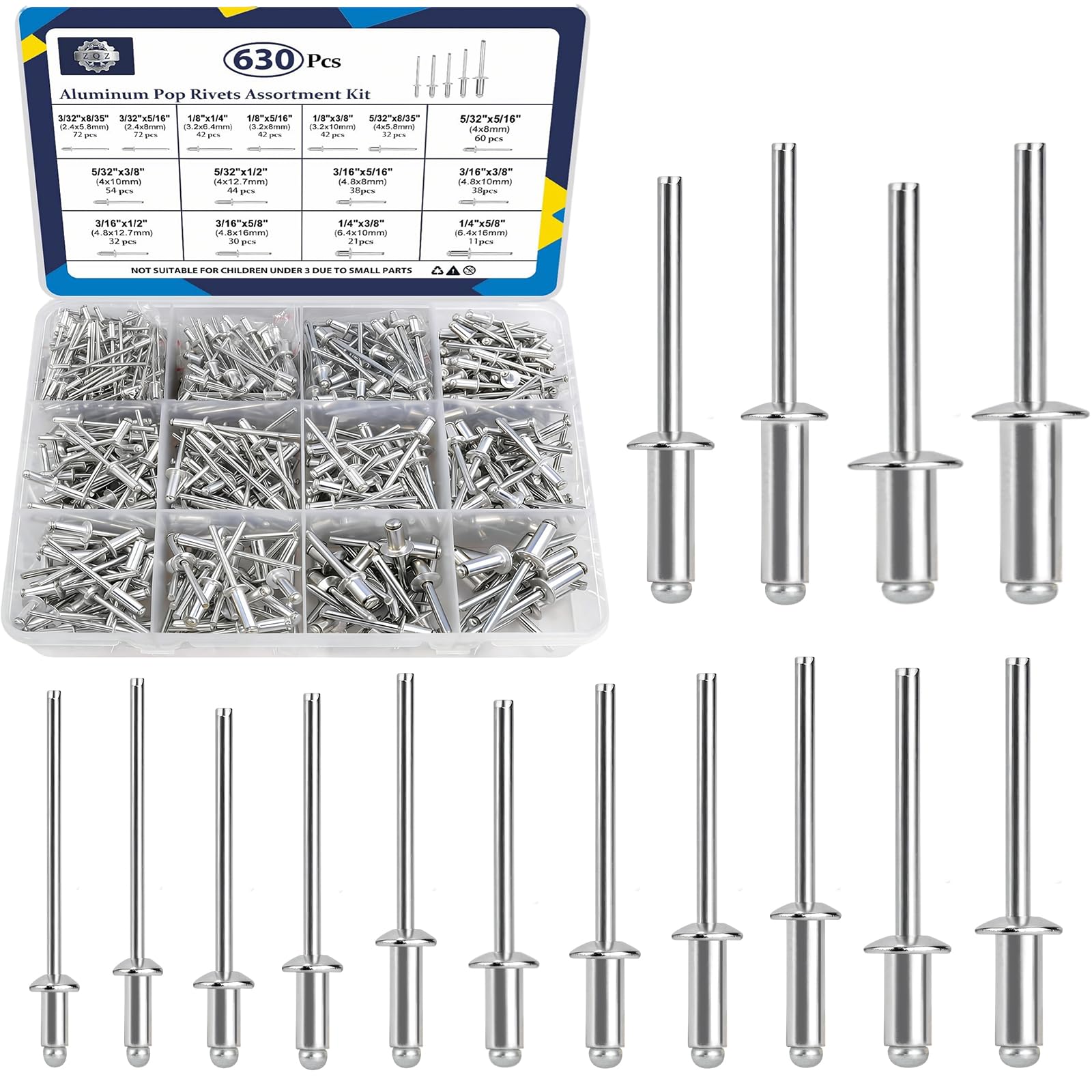 70 Pcs Rivet Assortment Kit - Blind Rivets -10