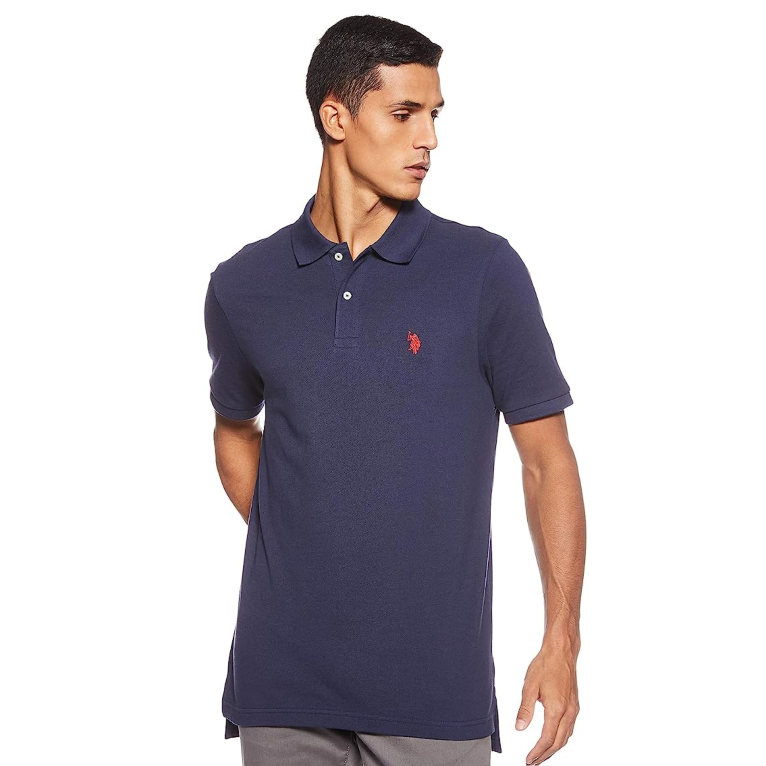 U.S. Polo Assn. Men's Classic Polo Shirt, Two-Button Closure Pique Polo Shirt, Summer Fashion Golf Shirt