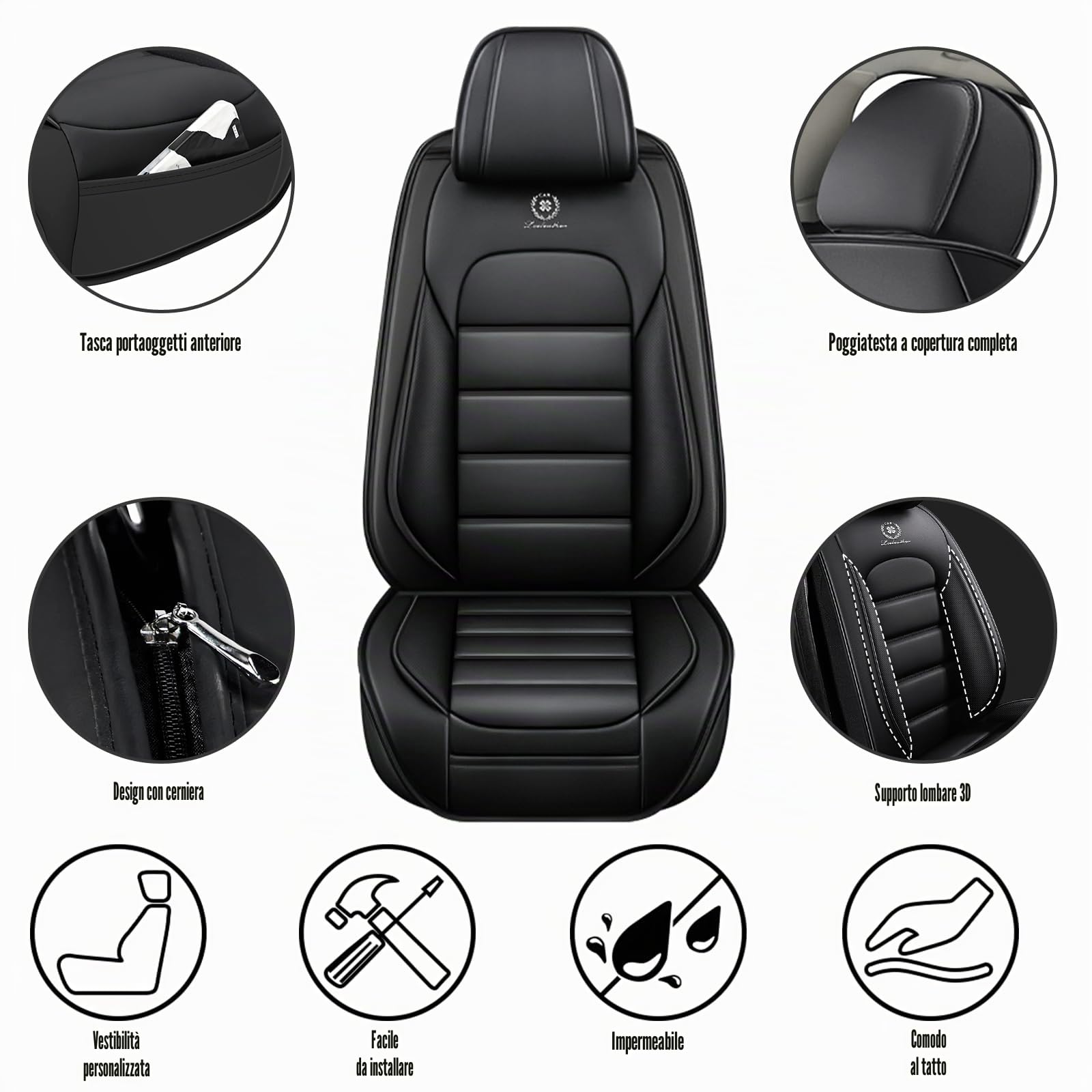 Coprisedili Auto Universale per Kia Sportage 2000-2024 2025, Copri Sedile Auto Impermeabile，Traspirante in Pelle Resistente all'Usura,Comfort,Sobria semplicità(Black Green)