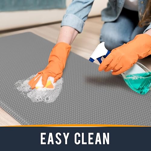 Miniatura 8 de Tapete de cocina de 2 piezas antifatiga, acolchado, tapete de cocina acolchado para estar de pie, 17 x 59 pulgadas + 17 x 95 pulgadas, gris