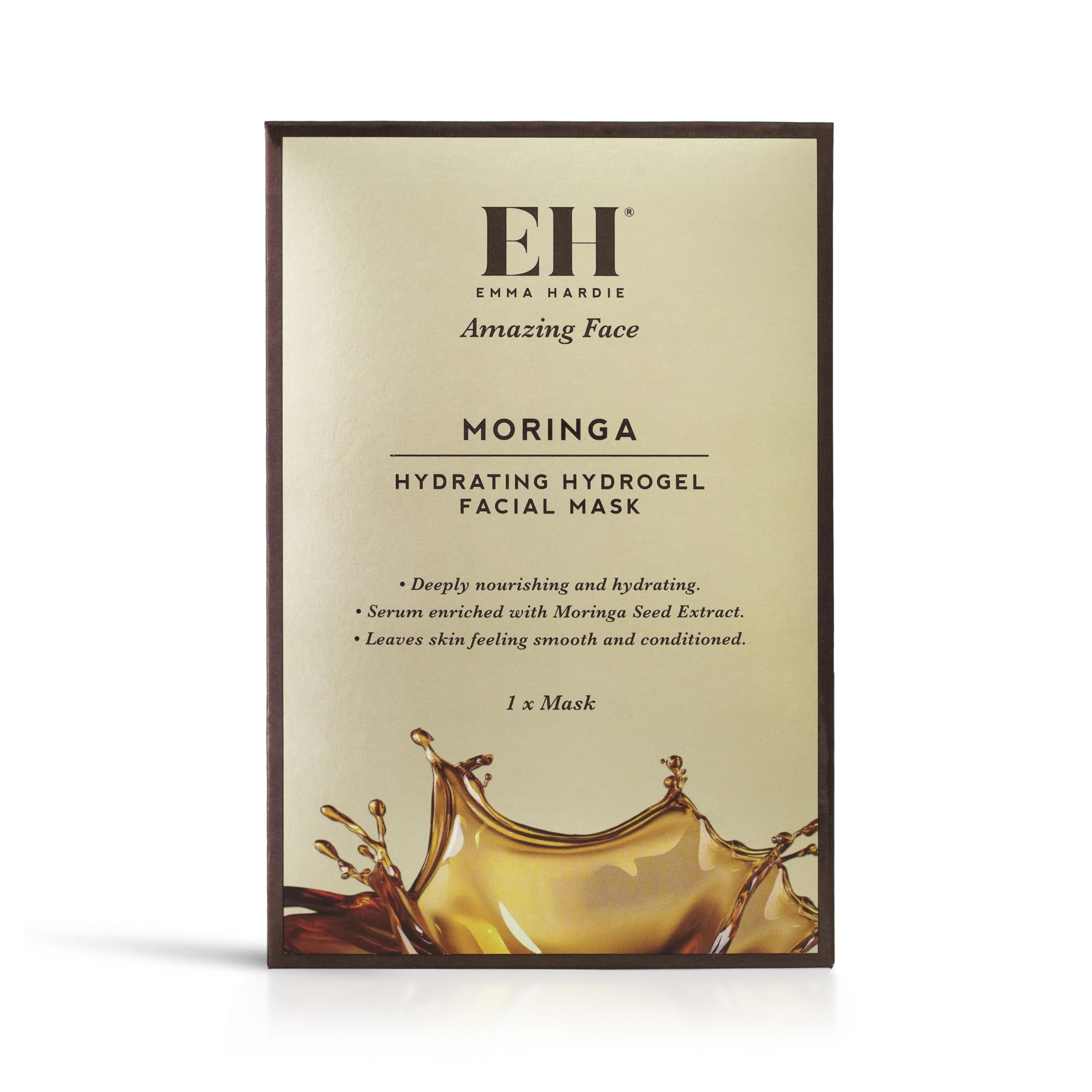 Emma Hardie Moringa Hydrating Hydrogel Facial Mask (1 Piece) Sheet Mask with Moringa Seed Extract, Hyaluronic Acid & Collagen, For Dry, Dehydrated Skin, Nourishing Treatment for Healthy Glow