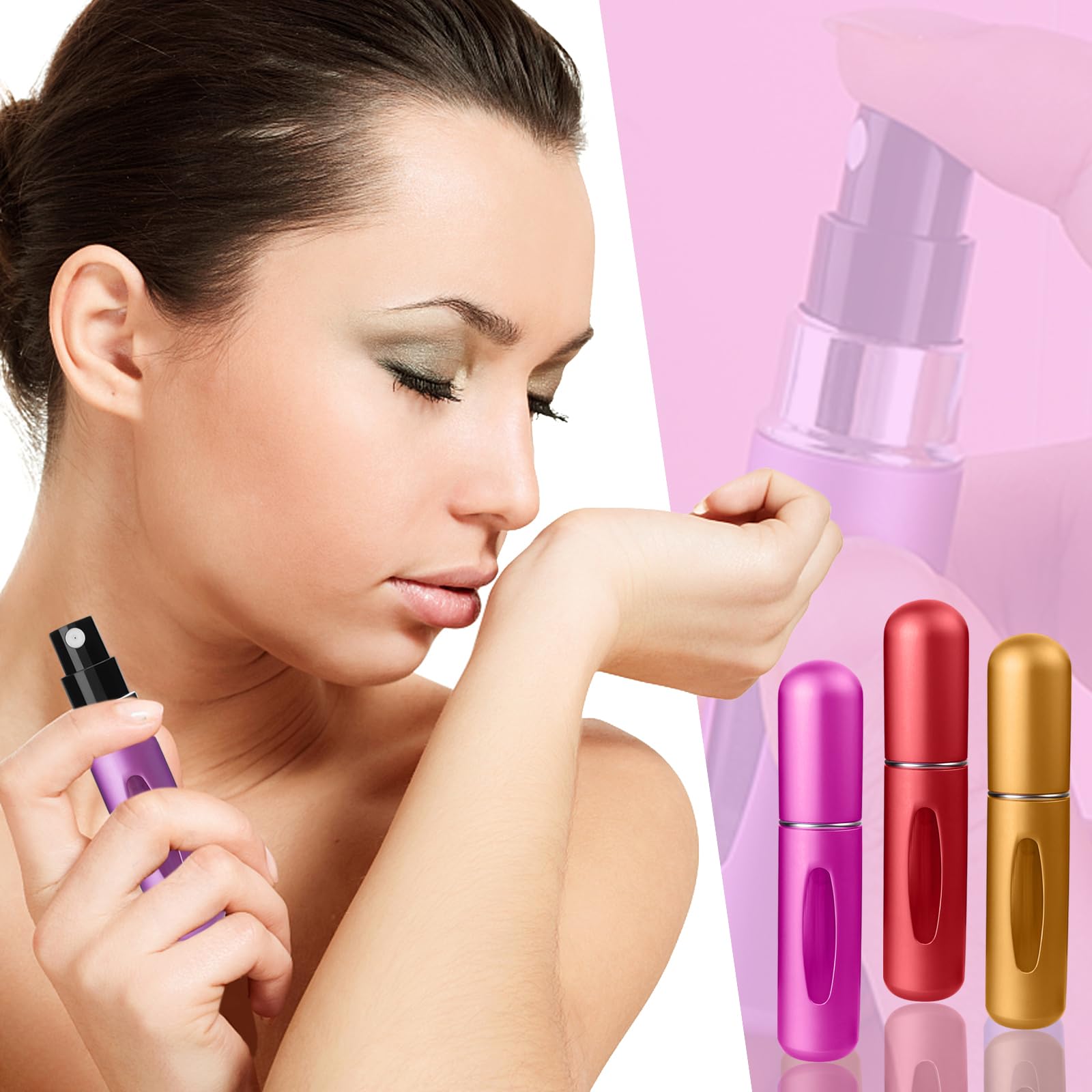 4 Mini Vaporisateurs De Parfum Portables Rechargeables - 5 Ml Chacun, En Aluminium, Coloris Assortis, Pour Voyage - 9