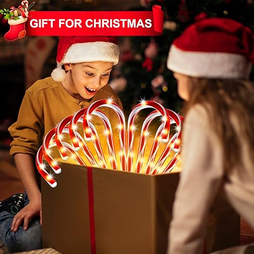Miniatura 6 de Luces de bastón de caramelo de Navidad, paquete de 10 unidades de 80 luces LED mejoradas, luces de bastón de caramelo de Navidad, luces impermeables