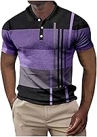 EndoraDore Men's Printed Short Sleeve Polo Shirts - Moisture Wicking Golf Casual Performance T-Shirts Summer Sport