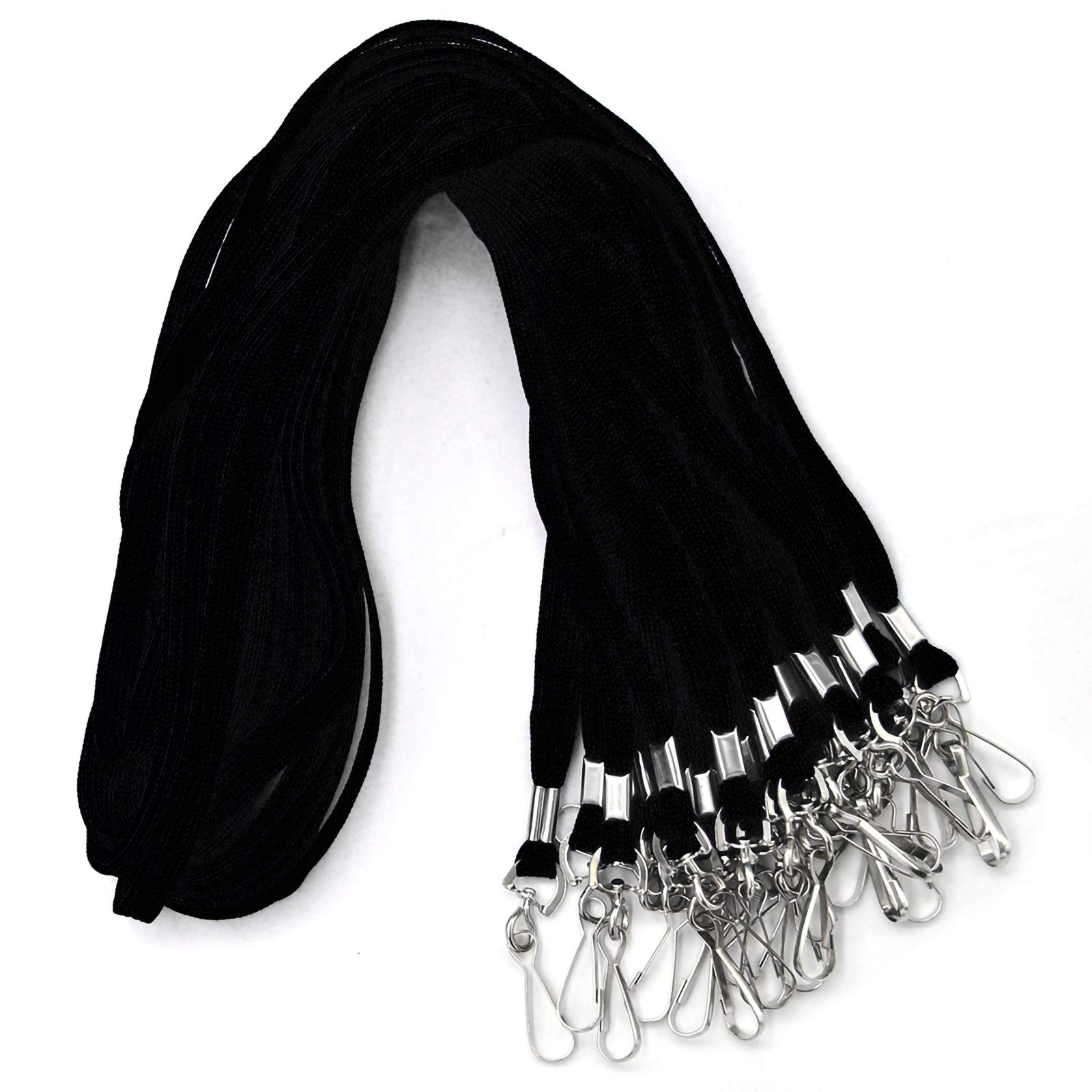 50 PCS Flat Neck Lanyards Standard Metal Swivel J-Hook Name Tags Badge, Credit Card, Business Card, Access Card ID Card Holders