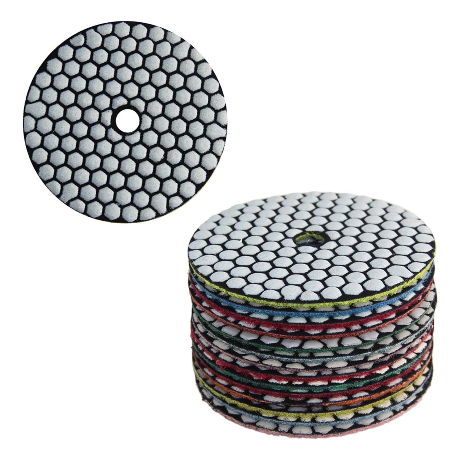 Diamentowe podkładki polerskie, 3-4 cale, żywica diamentowa, 7-ziarnista, polerowanie na sucho, gąbka, 10 sztuk, do granitu, marmuru, kamienia, ceramiki(7step and Backer Pad,3 inches)