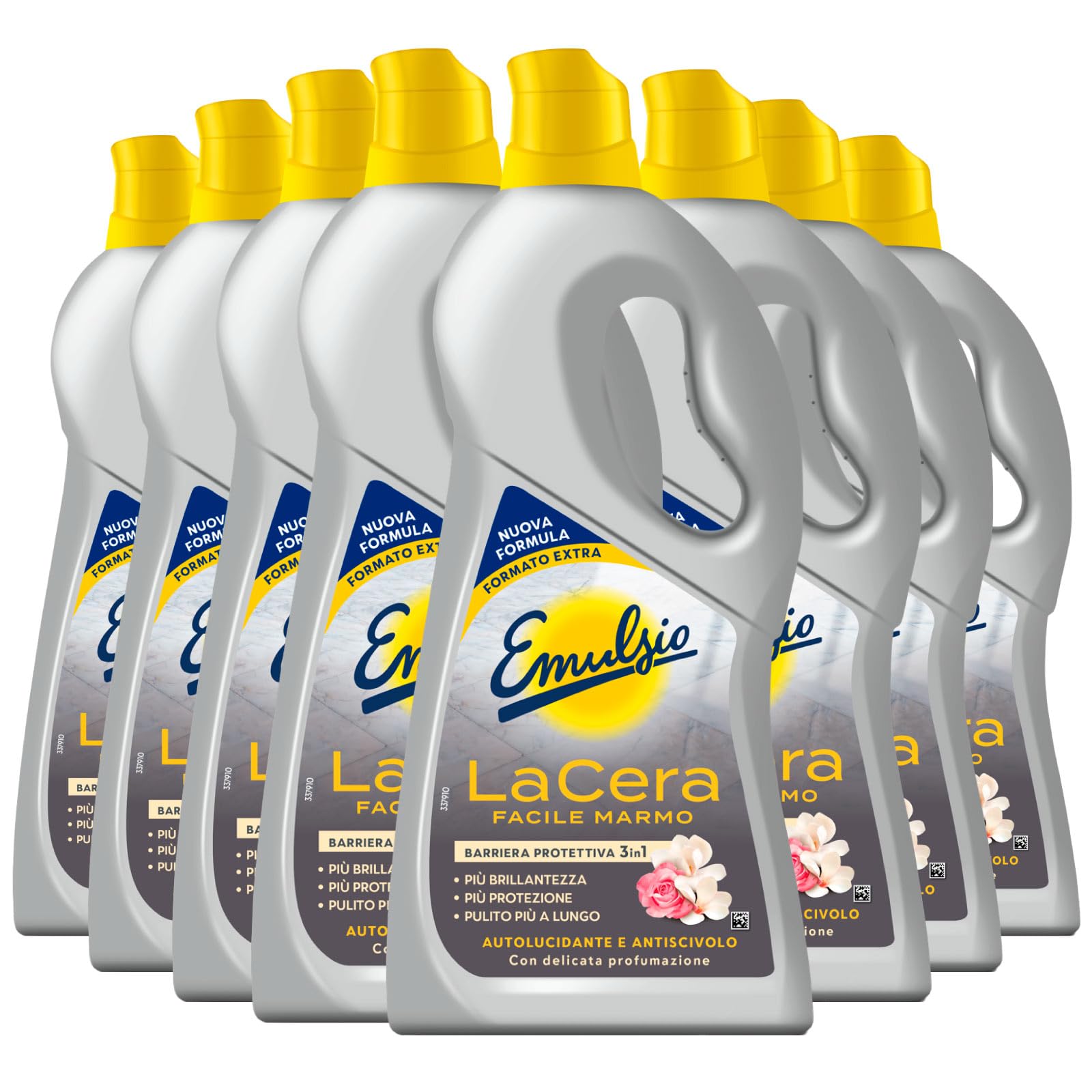 Emulsio La cera fácil abrillantadora de 6 meses con microperlas brillantes para suelos de mármol y graniza. 8 frascos de 775 ml cada uno