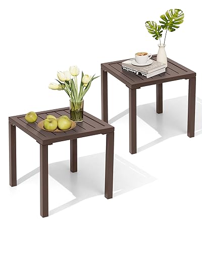 Crestlive Products Aluminum Outdoor Side Table Set of 2, Pool