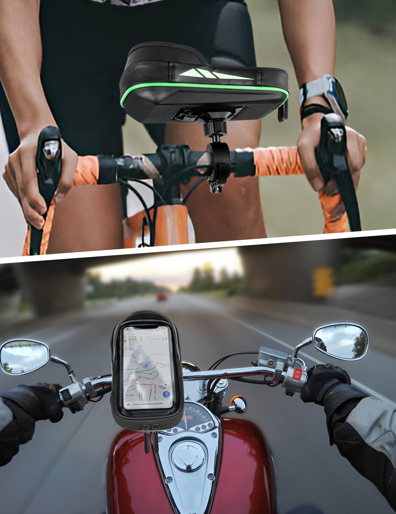 Vitalismo Torba na kierownicę rowerową, uchwyt na telefon z osłoną przeciwdeszczową, miejsce do przechowywania, obrót 360, rower górski