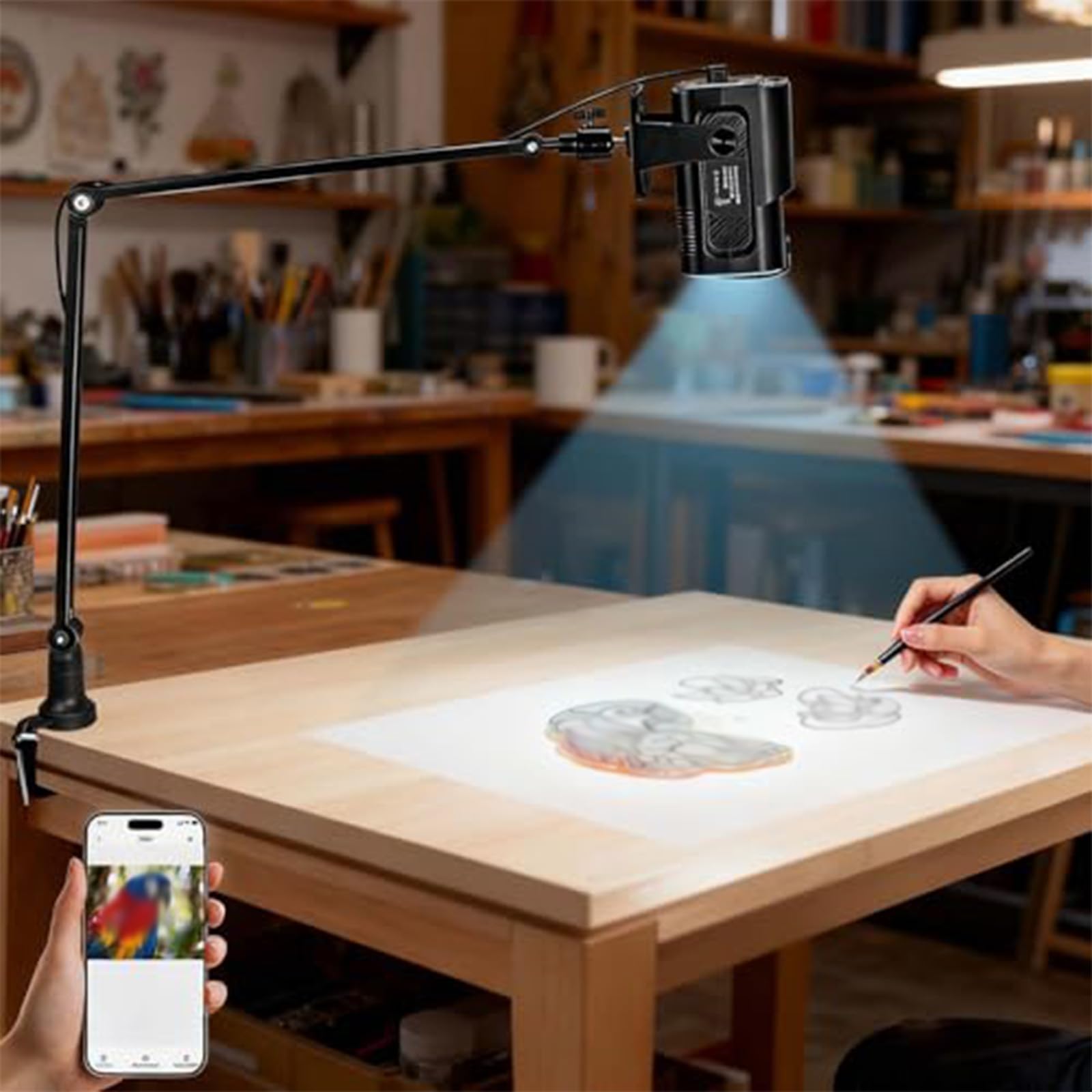 Proiettore artistico per tracciare disegno pittura, proiettore intelligente da tracciare 1280 x 720P, proiezione desktop/parete, strumento per schizzi per artisti principianti decorazione torte