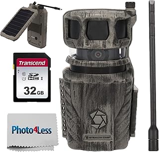 Stealth Cam Revolver™ Cellular Trail Camera Bundle with Solar Power Panel 3,000 MAH / 10FT Insulated Metal Cable/USB Charging Port, 32GB Memory Card