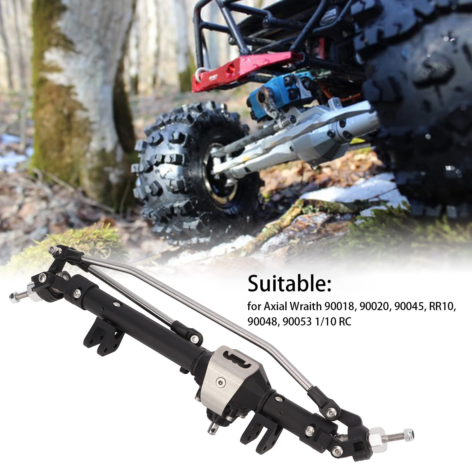 Dilwe 1/10 RC Front Axle CNC Alloy & Hardened Steel Shape for Axial Wraith 90018 90020 90045 RR10 90048 90053 2 Colors RC Accessories(Black)