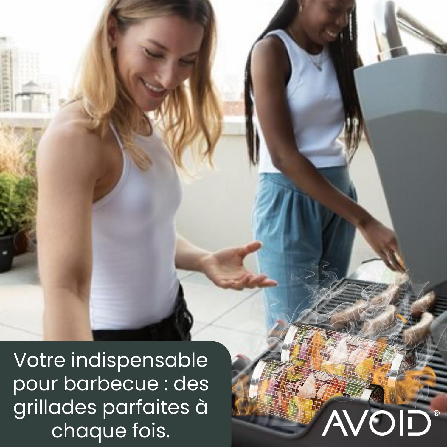 AVOID Panier à Griller Roulant - Panier Barbecue Cylindrique Enroulable en Acier Inoxydable - Accessoires Barbecue pour BBQ Grill Extérieur, Cadeau de Vacances (Silver, 20cm X 10cm)